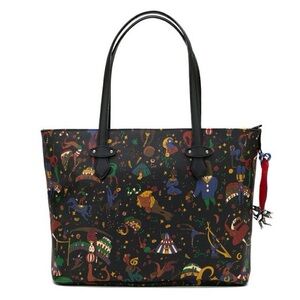 NEW PIERO GUIDI Magic Circus Chiara Embossed Leather Trim Shopper Bag Large Tote